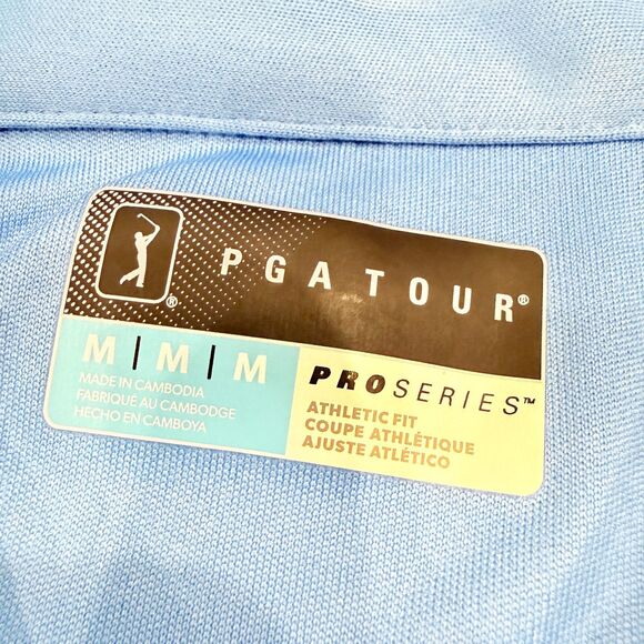 PGA TOUR Pro Series Athletic Fit Blue & White Golf Polo Shirt Size Medium - Picture 4 of 5